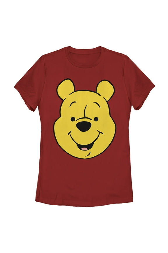 Women's Winnie the Pooh Bear Big Face Graphic Tee Red Large