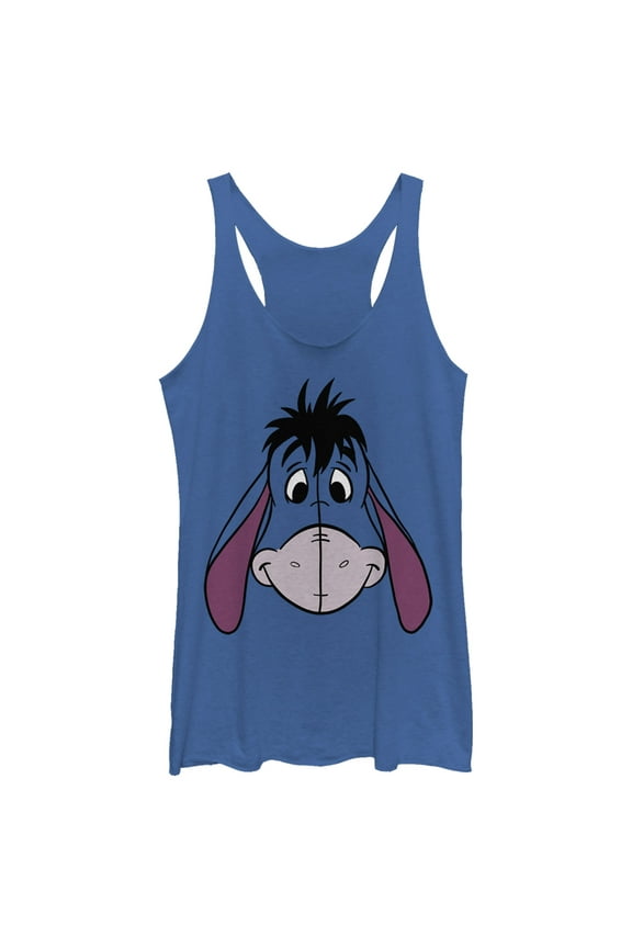 Women's Winnie the Pooh Eeyore Big Face Racerback Tank Top Royal Blue Heather Small