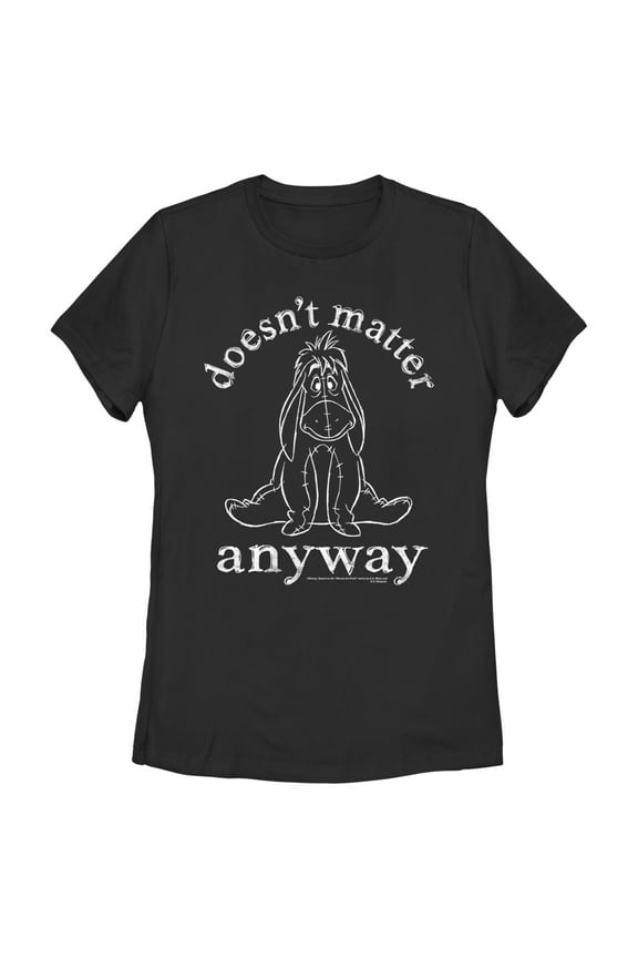 Women's Winnie the Pooh Eeyore Doesn't Matter Anyway Graphic Tee Black Small