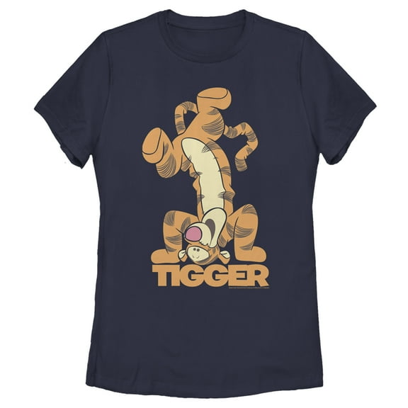 Women's Winnie the Pooh Handstand Tigger Graphic Tee Navy Blue Large