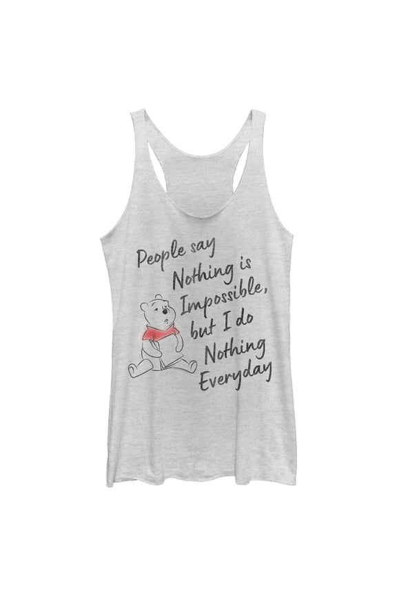 Women's Winnie the Pooh I Do Nothing Everyday Racerback Tank Top White Heather Medium