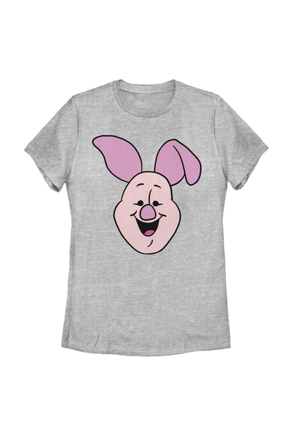 Women's Winnie the Pooh Piglet Big Face Graphic Tee Athletic Heather Large