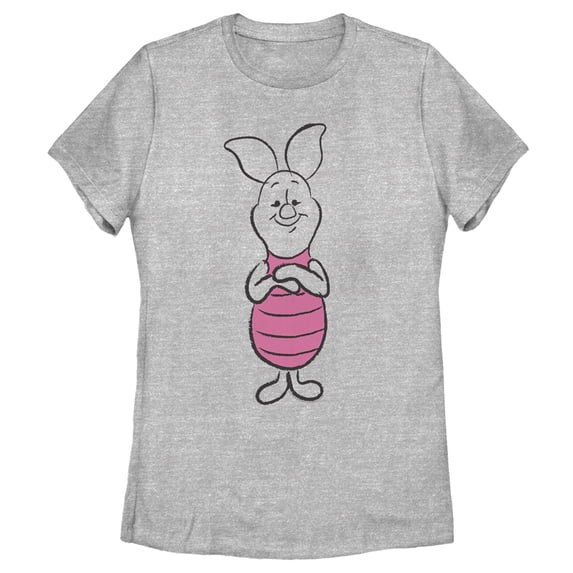 Women's Winnie the Pooh Piglet Sketch Graphic Tee Athletic Heather 2X Large