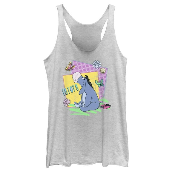 Women's Winnie the Pooh Spring Eeyore Racerback Tank Top White Heather X Large