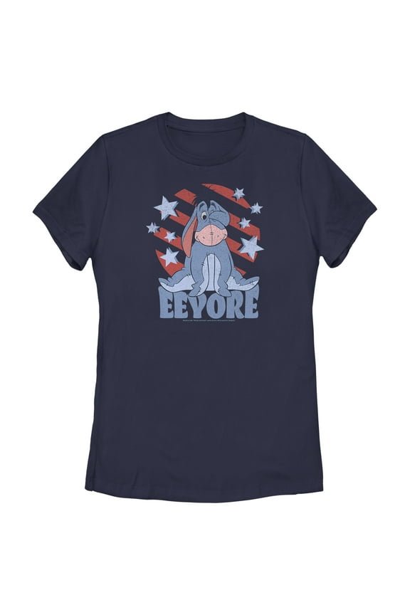 Women's Winnie the Pooh Star-Spangled Eeyore Graphic Tee Navy Blue Large