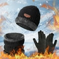 thumbnail image 1 of Women's Winter 3-Piece Set, Fleece Lined Neck Warmer Hat and Non-Slip Gloves, Thermal Cold Weather Accessories, Skiing Outdoor Set Dark Gray, 1 of 3