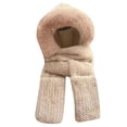 thumbnail image 1 of Women's Winter 3-in-1 Hat Scarf Gloves Set - Fleece Lined Windproof Warm Set, Khaki (No Ears), 1 of 4