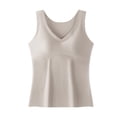 thumbnail image 1 of Women's Winter All-in-One Innerwear Tank Top - Warm Solid Color, Seamless with Built-In Padded & Fleece-Lined Base Layer Beige XL, 1 of 3