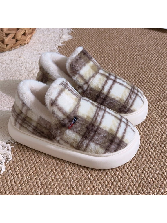 Women's Winter Ankle Boots Slippers - Anti-Slip Slide Shoes with Thick Sole for Indoor & Outdoor Comfort