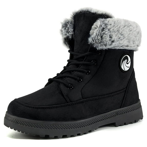 Women's Winter Ankle Boots Warm Faux Fur Lining Lace Up Bootie Outdoor Indoor Easy Walking Shoes