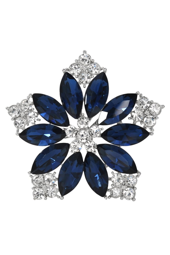 Women's Winter Austrian Crystal Blue Flower Wedding Bridesmaid Bridal Floral Brooch Pin