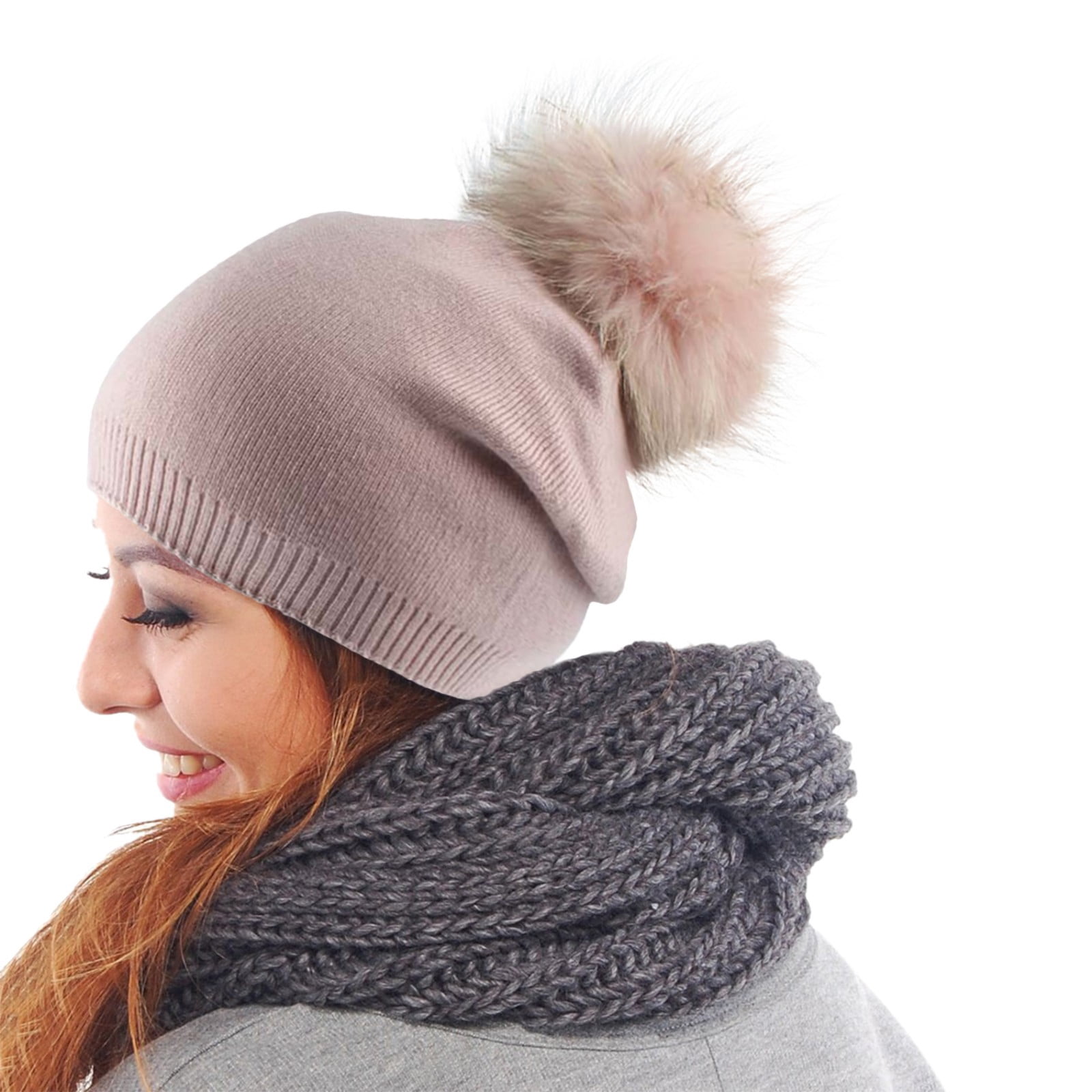 Women's Winter Autumn Hat Plush Bobble I Women's Beany Knitted Winter ...