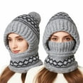 thumbnail image 1 of Women's Winter Balaclava, 3-in-1 Knit Scarf Hat with Plush Lining, Full Face Cover Beanie for Skiing, Snowboarding, Hiking and Outdoor Cold Weather Activities, 1 of 7