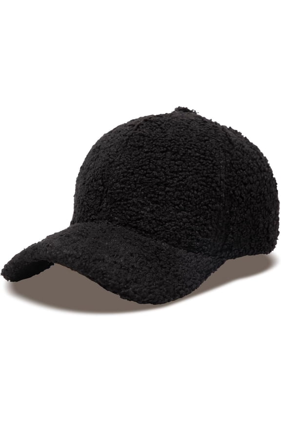 Women's Winter Baseball Cap Adjustable Solid Color Lamb Wool Warm Baseball Cap