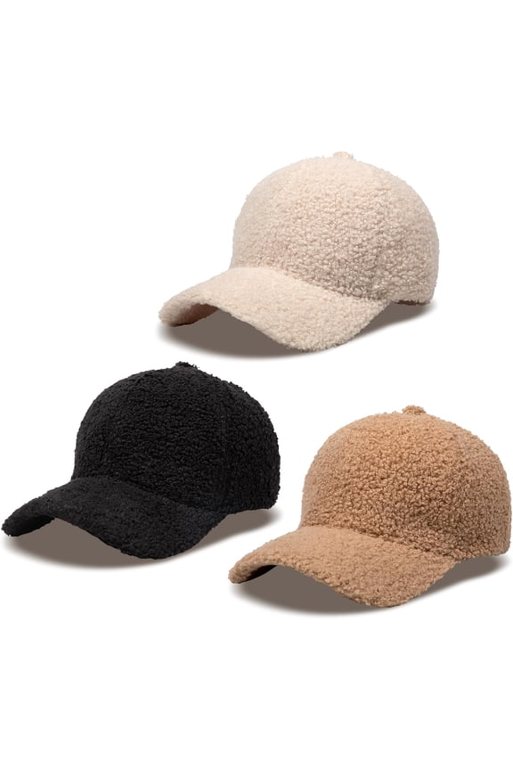Women's Winter Baseball Cap Adjustable Solid Color Lamb Wool Warm Baseball Cap