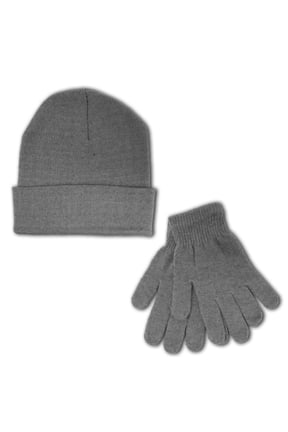 Women's Winter Beanie Hat Gloves Bundle Warm Set (Gray)