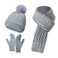 thumbnail image 1 of Women's Winter Beanie Hat Scarf Gloves Set, 3-Piece Thermal Touchscreen Gloves & Knit Accessories for Outdoor Sports, Christmas Gift for Her, 1 of 5