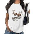 thumbnail image 1 of Women's Winter Bears Scene Graphic Cotton T Shirt Casual Breathable Short Sleeve Round Neck Top White S-5XL, 1 of 5
