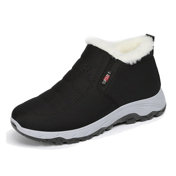 Xiaoxatg Women's Winter Boots Fashion Mid Calf Leather Insulated Lace Up Warm Lined Ladies Boots 8 Black