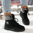 thumbnail image 1 of Women's Winter Boots Fur Lined Outdoor Anti-Slip Ankle Combat Boots Warm Lace Up Casual Booties Work Winter Shoes Women (Black,40), 1 of 9