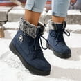 thumbnail image 1 of Women's Winter Boots Fur Lined Outdoor Anti-Slip Ankle Combat Boots Warm Lace Up Casual Booties Work Winter Shoes Women (Blue,39), 1 of 9