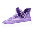 thumbnail image 1 of Women's Winter Boots Plush Fuzzy Fleece Lined Warm Ankle Booties Slip On Suede Shoes Purple 42, 1 of 2