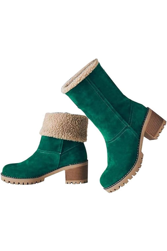 Women's Winter Boots | Slip-On Ankle Boots with Chunky Heel | Warm Waterproof Snow Boots for Outdoor