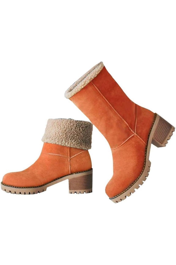 Women's Winter Boots | Slip-On Ankle Boots with Chunky Heel | Warm Waterproof Snow Boots for Outdoor