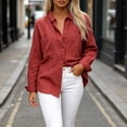 thumbnail image 1 of Women's Winter Cardigan Long-Sleeved Cardigan With Buttons Double Pockets And Collared Shirts Top Cozy Layered Top for Women Red 2XL, 1 of 5