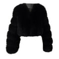 thumbnail image 1 of Women's Winter Casual Jackets Plus Size Warm Loose Stand Collar Hair Plush Outerwear Coats with Pockets Black S-3XL, 1 of 5