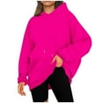 thumbnail image 1 of Women's Winter Casual Loose Fit Hooded with Adjustable Drawstring Functional Pockets Solid Color Long Sleeve Hoodie for Daily Casual Wear, 1 of 7
