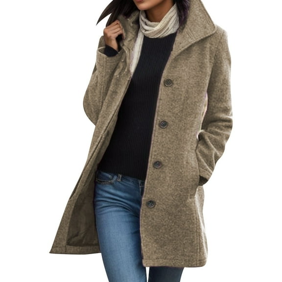 Women Coat Ladies Thick Woolen Mid Length Quality Overcoats Fall Winter Coats for Women