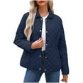 thumbnail image 1 of Women's Winter Casual Quilted Jackets Long Sleeve Button Down Lapel Coat Lightweight Fashion Loose Outerwear with Pocket, 1 of 5
