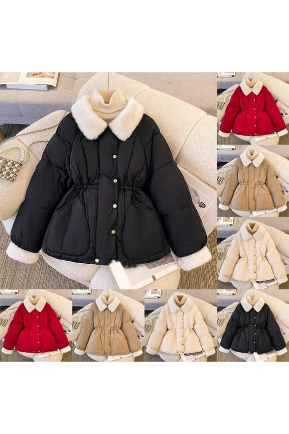 Women's Winter Casual Thickened Lapel Jacket Coat Blazer for Women Long Sleeve Warm Fleece Lined Outerwear for Business Office Work Travel Streetwear Fashion Essential | CSEONE,Beige XL