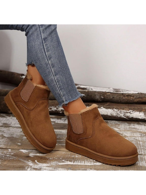 Women's Winter Classic Outdoor Snow Boots - Thickened Non-Slip Waterproof Padded Cotton Design Short Fashionable Shoes
