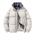 thumbnail image 1 of Women's Winter Coat Jackets Stand Collar Cotton Jacket Warm Loose Fit Casual Coat Outerwear with Pocket (XL, Beige), 1 of 9