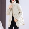 thumbnail image 1 of Women's Winter Coat, Long Puffer Jacket with V-Neck and Pockets, Casual Fashion Outerwear for Women, Warm and Comfortable in Cold Weather, 1 of 3