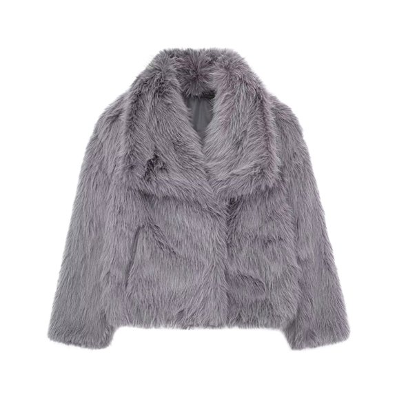 Women's Winter Coat Long Sleeve Lapel Shaggy Jacket Overcoat Tops for Women Ladies Rain Wear Blanket 60 X 80 Women Coat with inside Big Tall Jacket Winter Style for Women Womens Light Jacket Fashion