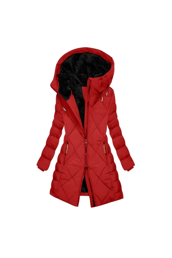 Women's Winter Coat Long Waterproof Parka - Warm Snow Hoodie Jacket for Women,Windproof Winter Jacket for Cold Weather Trendy Fashion Outwear(Red,L)