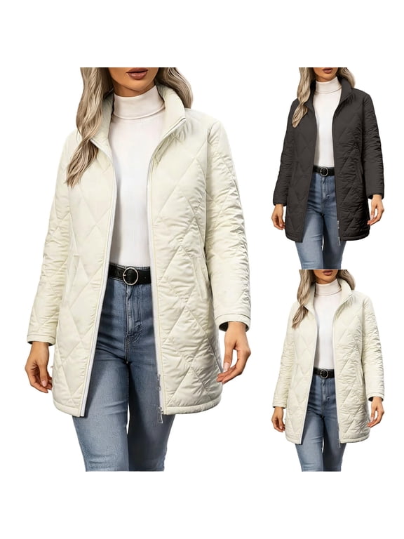 Women's Winter Coat Long Waterproof Parka Warm Snow Jacket Under 20 Women Windproof Solid Color Oversize Full Zip Up Jacket for Cold Weather