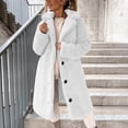thumbnail image 1 of Women's Winter Coat, Loose Fit Long Sleeve Lapel Jacket, Knee Length Polyester Outerwear for Casual, Office, and Daily Wear, 1 of 8