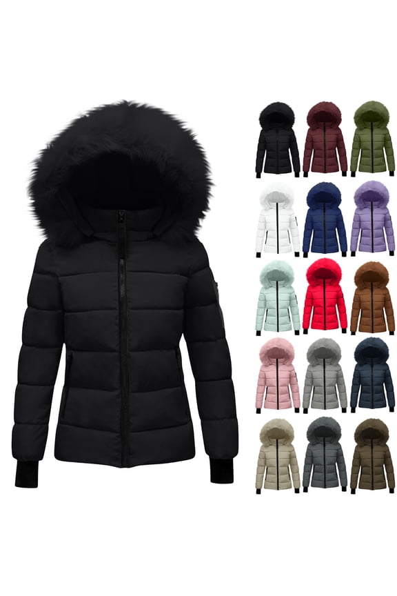Women's Winter Coat Puffer Jacket Recycled Insulated Puffer Jacket Windproof Winter Padded Hooded Parka Coat Outdoor Skiing Snowboarding Coat