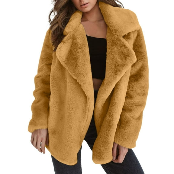 Women's Winter Coat Warm Soft Lightweight Outerwear with Big Collar Windproof Casual Jacket for Cold Weather