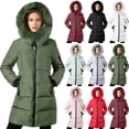 thumbnail image 1 of Women's Winter Coat Waterproof Winter Jacket Women's Winter Down Jacket With Hood Waist And To Overcome Outer Long Sleeve Long Coats Army Green XL, 1 of 9