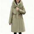 thumbnail image 1 of Women's Winter Coats Cotton Parka Jacket Hooded Plush Collar Long Winter Warm Thick Outerwear with Pockets (M, Green), 1 of 5