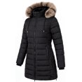 thumbnail image 1 of Women's Winter Coats Long Warm Thicken Puffer Jackets Outwear With Removable Faux Fur Hood, Black XL, 1 of 8