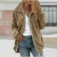 thumbnail image 1 of Women's Winter Coats Mid Length Lined Warm Heavy Jackets Thickened Windproof Outerwear Fashion Woman Long Sleeve Turndown Collar Solid Zipper Pockets Blouse Causal Tops Coat, 1 of 5
