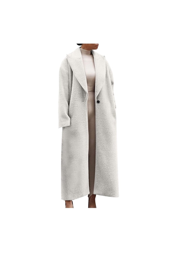 Women's Winter Coats Oversized Shawl Lapel Long Sleeve Coat Maxi Winter Overcoat for Office Business Casual Beige S