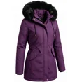 thumbnail image 1 of Women's Winter Coats Puffer Jacket Long Waterproof Snow Parka With Removable Faux Fur Trim Hood, Purple, 1 of 8