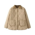 thumbnail image 1 of Women's Winter Coats Sevevn Women Warm Quilted Jackets Lapel Button Long Sleeve Puffer Jacket Coats With Pockets, 1 of 9